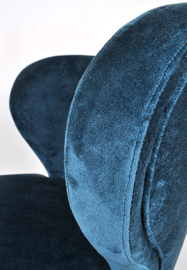 blue velvet restaurant chair