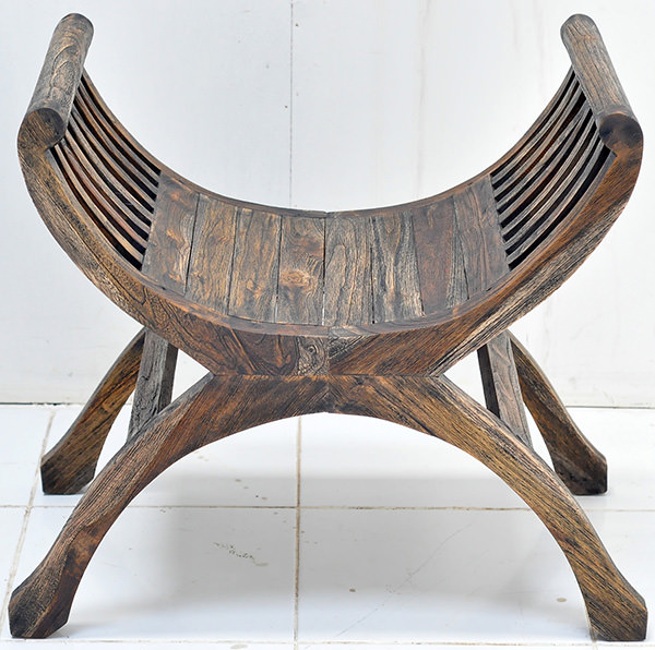 grey Italian teak garden stool