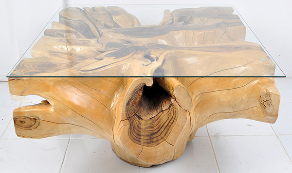 solid teak root coffee table