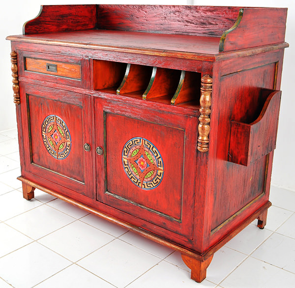 antique restaurant terrace cabinet bespoke custom-made manufacturing with vintage teak