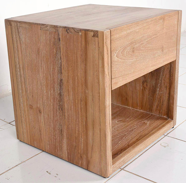 solid teak bed side table