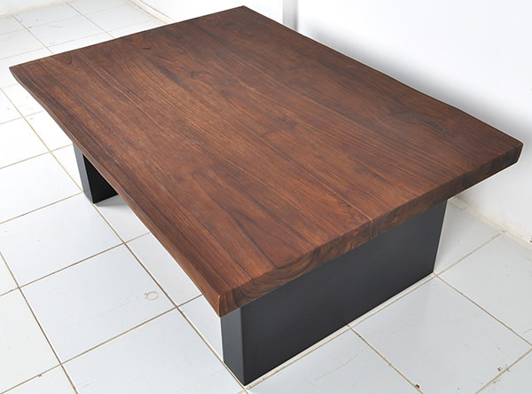 teak coffee table with stainless steel legs
