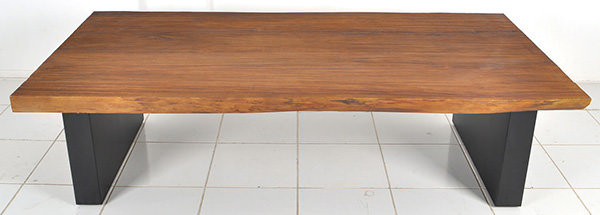 stainless steel and solid teak table