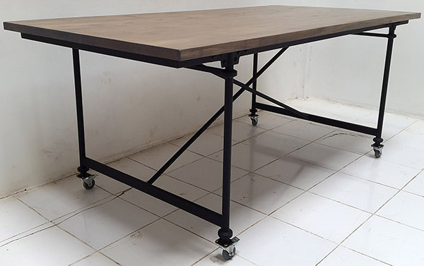 outdoor teak and iron table