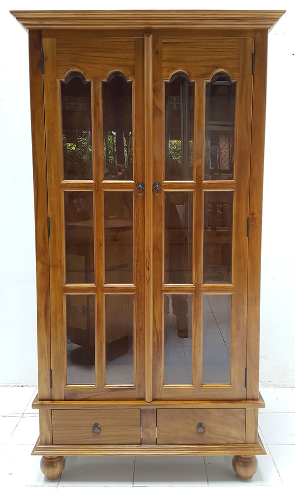 wood and glass wardrobe