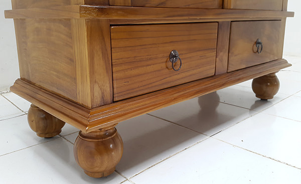 wooden drawer with iron handle