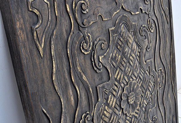 black and gold teak panel