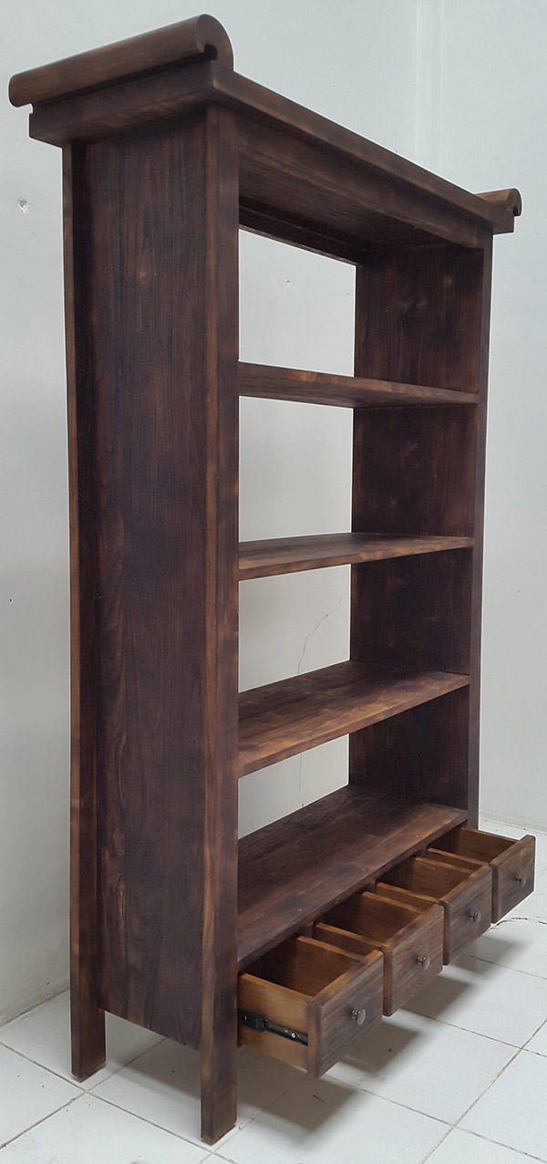 reclaimed teak wooden bookcase