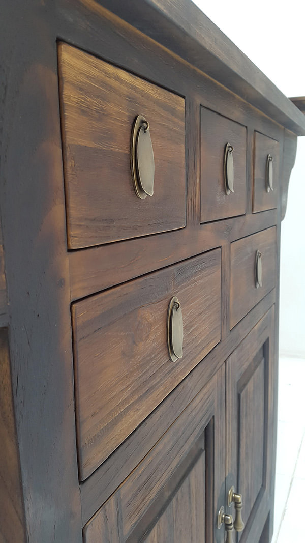 teak drawers with golden handle