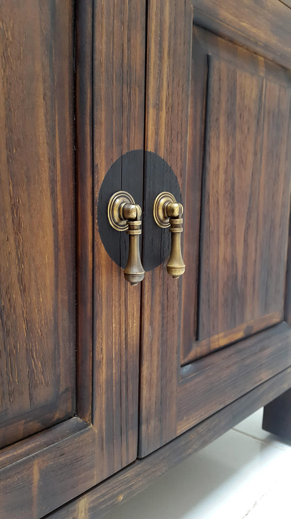 teak drawers with traditional asian handle