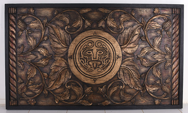 handmade carved wooden panel
