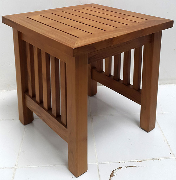 garden teak side table with natural finishing