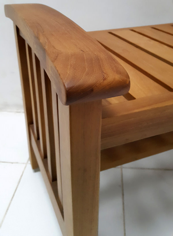 detail of a garden teak stool