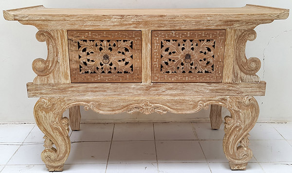 Chinese teak console with handmade carvings