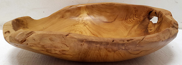 natural teak root plate with light yellow finish