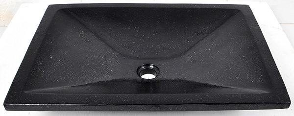 black terrazzo sink with geometrical shape