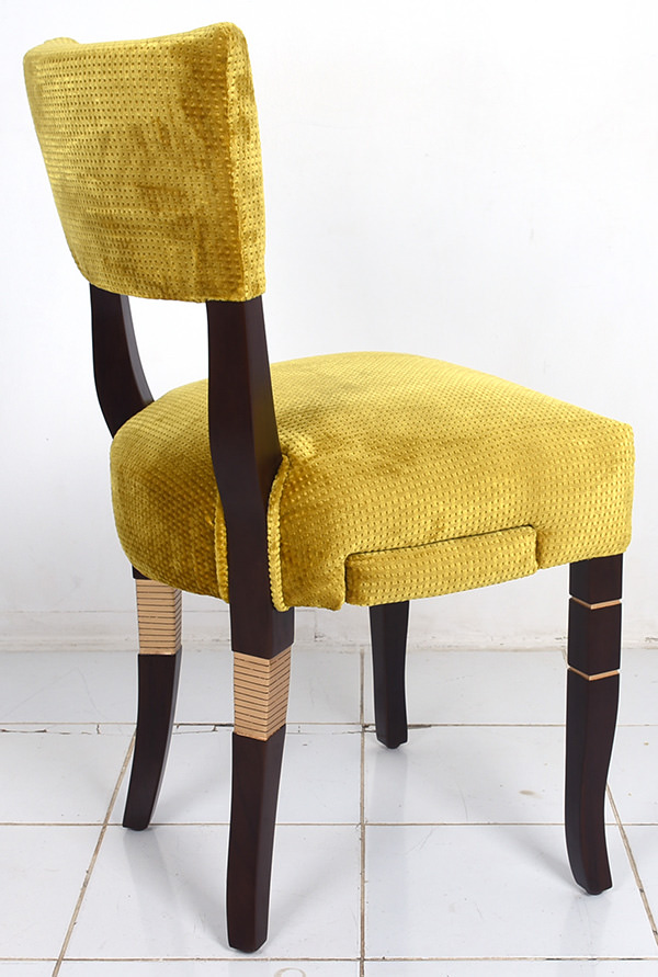 Coya restaurant yellow designer fabric dining chair