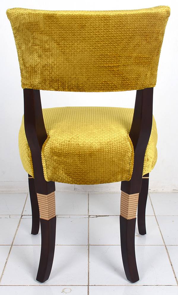 Coya restaurant yellow designer fabric dining chair with side drawer