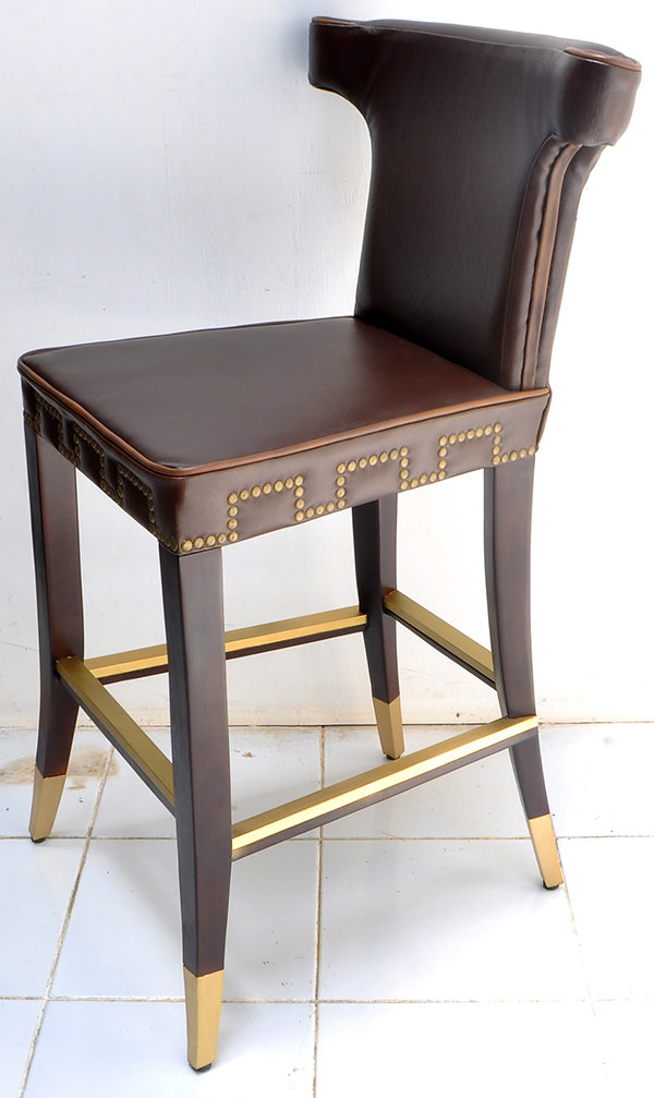 leather and brass bar chair for restaurant