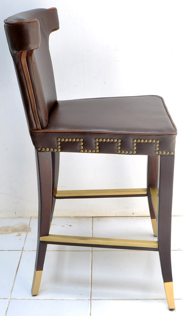 vintage leather and brass bar chair for restaurant