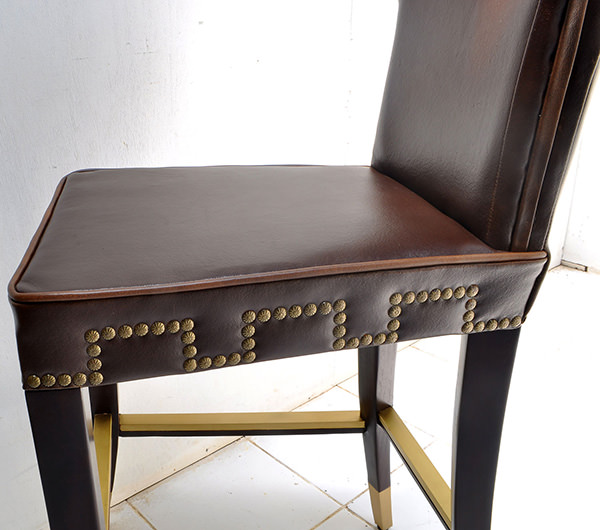 leather bar chair with brass feet