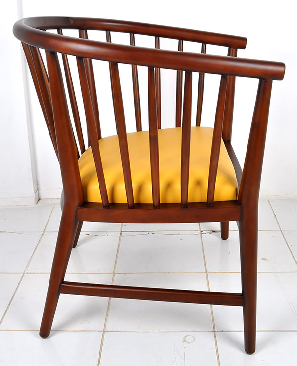 brown mahogany armchair with leather seat