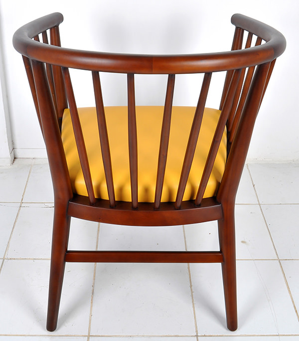 brown mahogany armchair with genuine Italian leather seat