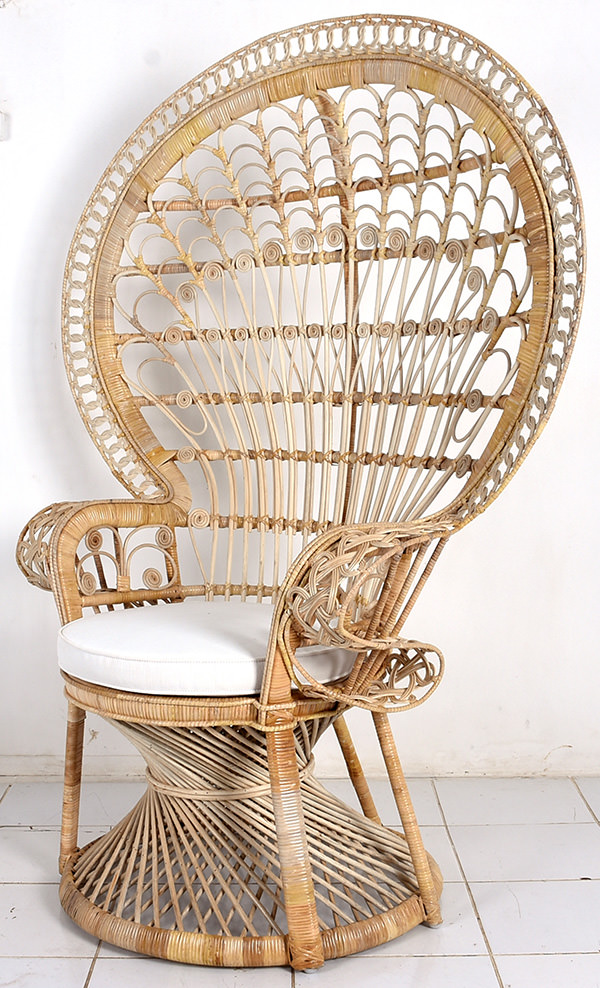 classic peacock high natural rattan weaving chair