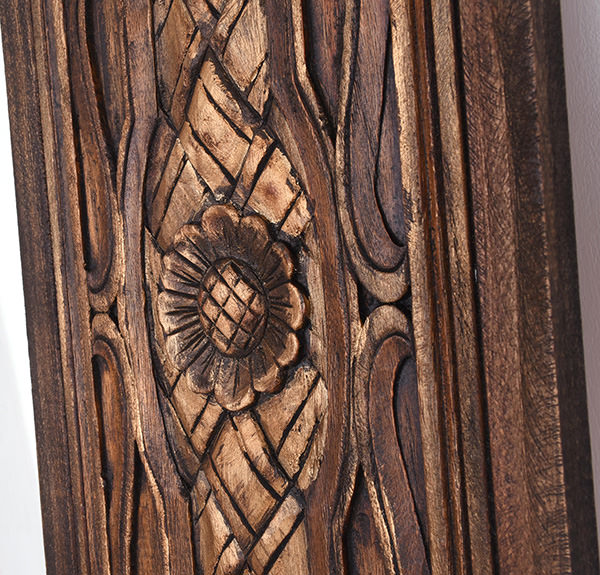 handmade reclaimed carved wooden panels for restaurant