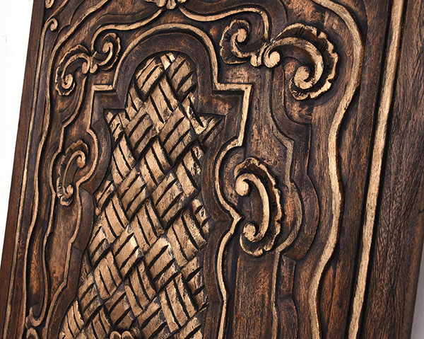 handmade reclaimed carved wooden panels for restaurant wall