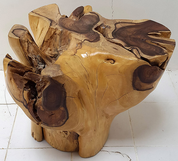 wooden coffee table with a tree shape