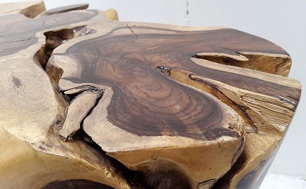 wooden coffee table detail