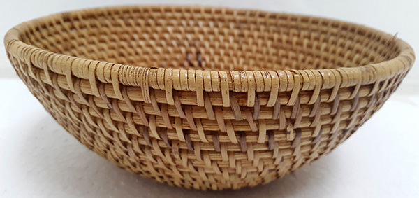 natural rattan and teak wood fruit bowl