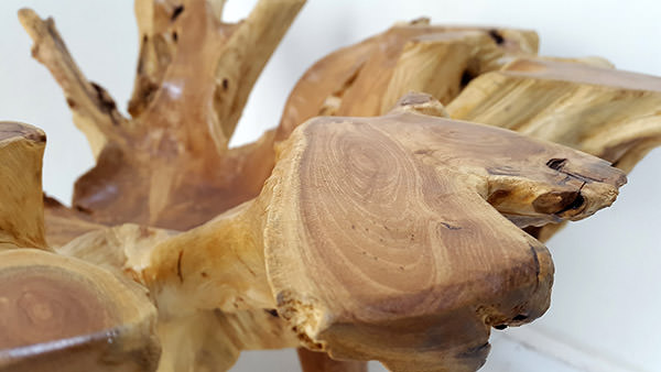 reclaimed teak root coffee table with organic shape