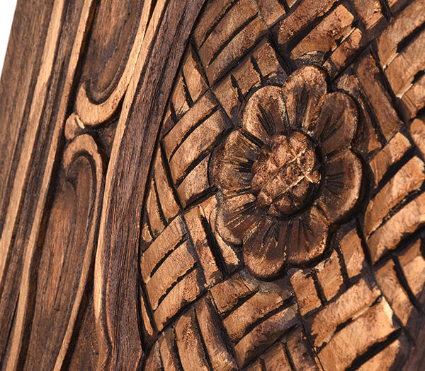 handmade reclaimed carved teak wooden panels for restaurant wall decor