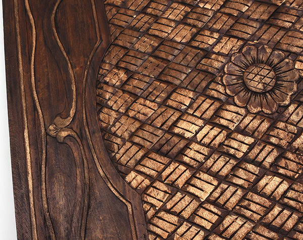 handmade reclaimed carved solid teak wooden panels for restaurant wall decor