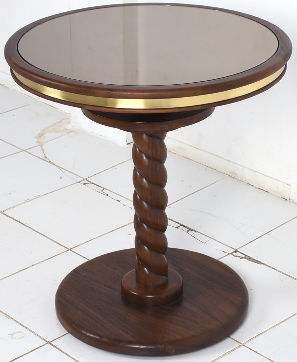 timber and brass table