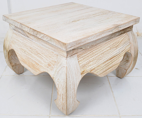 white washed teak square table