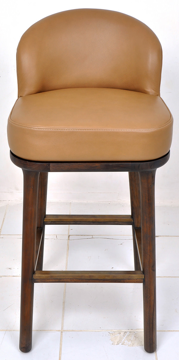 teak and leather bar stool