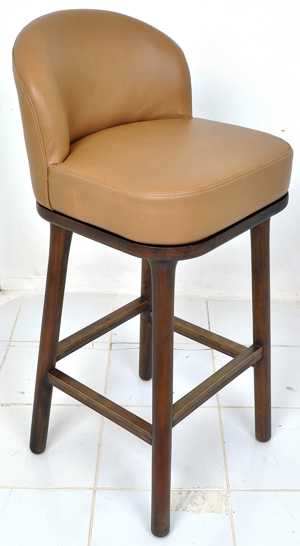 teak and genuine Italian leather bar stool