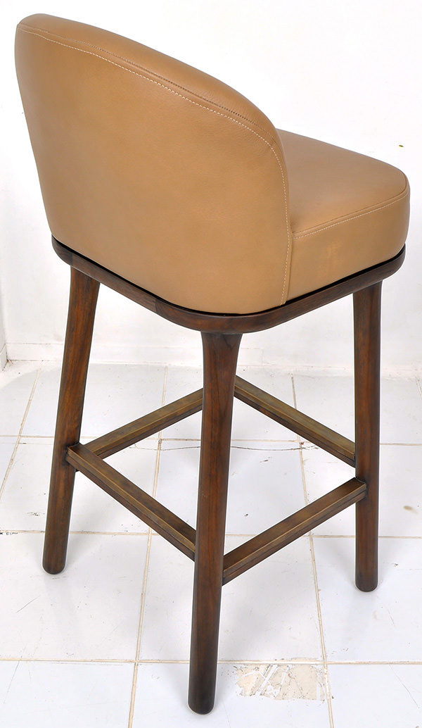 teak and genuine Italian leather bar stool for restaurant in Doha Qatar