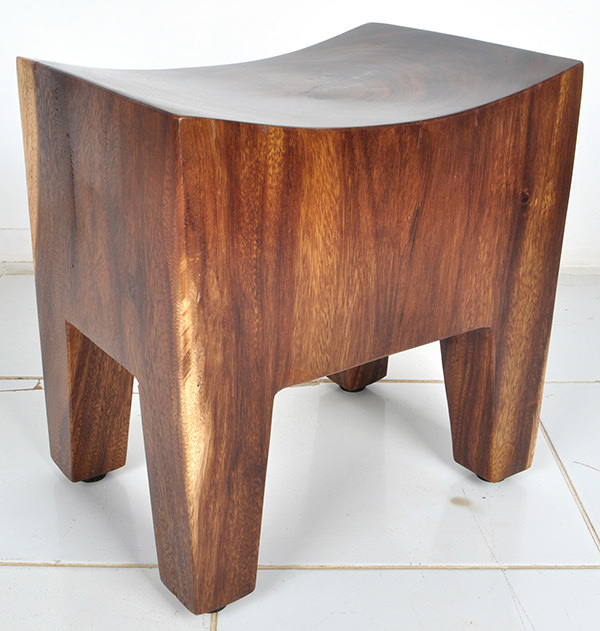 square natural wooden stool