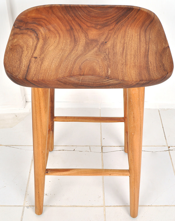 solid teak custom-made stool with natural finish