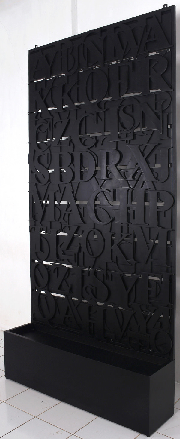 metal divider with iron letters