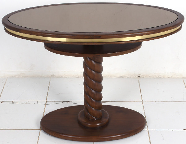 golden brass round table edge with mirror top