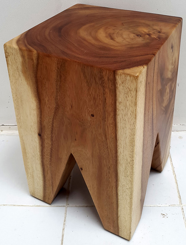 square suar stool with natural finish