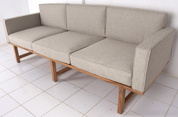 linen and wood couch