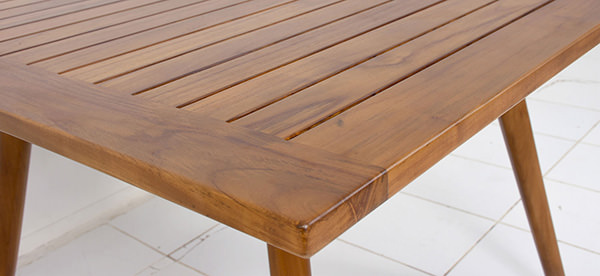 natural timber table with outdoor slats