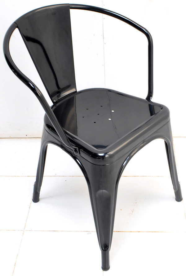 Classic black iron stackable dining armchair with Danish design