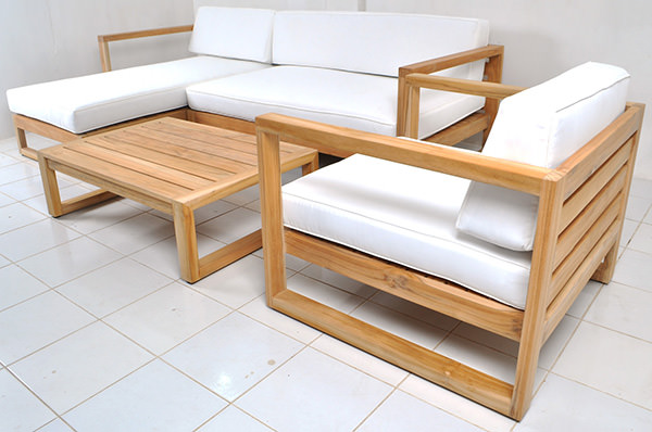 outdoor teak sofa set with sunbrella fabric and quickdry foam